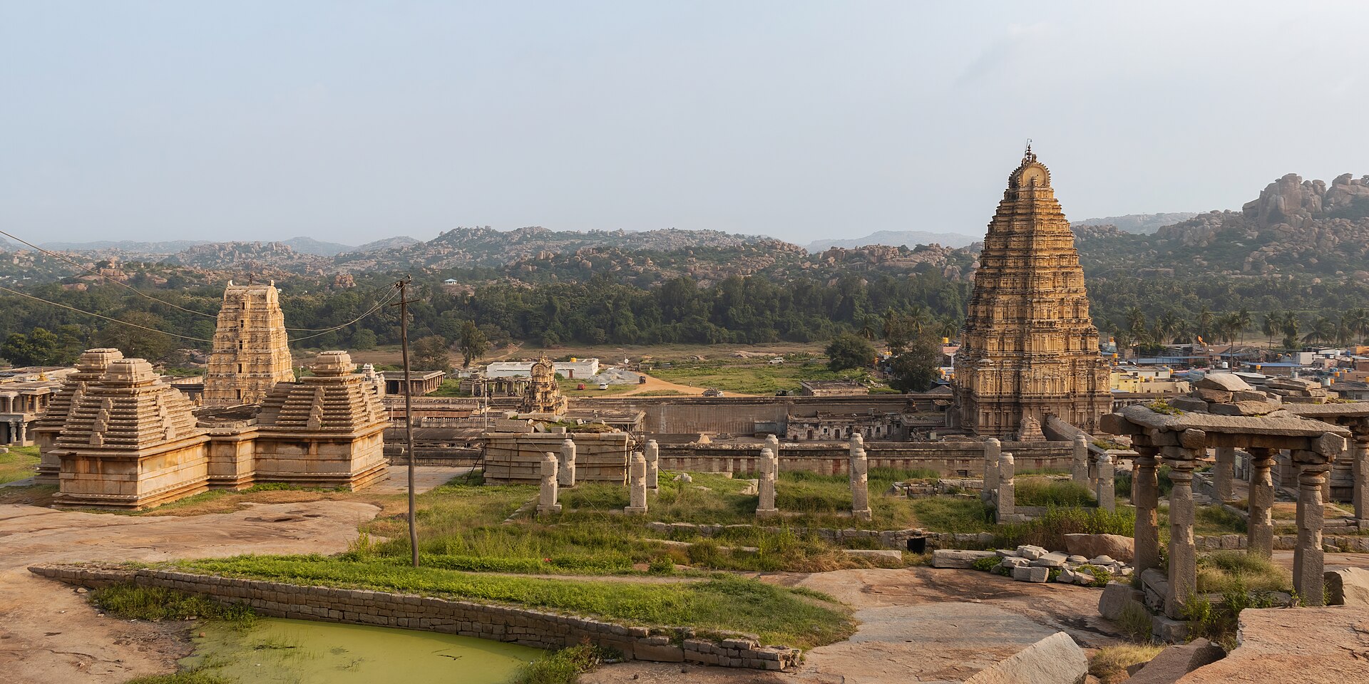 Ancient Virupaksha Temple and boulder landscape of UNESCO Hampi